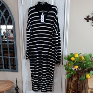 Striped Black and White Maxi Dress